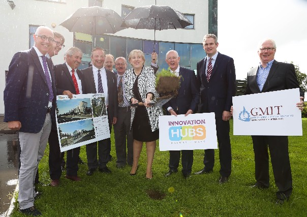 MINISTER HEATHER HUMPHREYS TURNS THE SOD MARKING COMMENCEMENT OF GMIT IHUB EXTENSION WORK