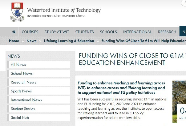 Funding wins of close to €1m will help education enhancement at WIT